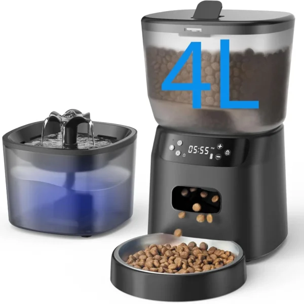 Automatic Feeder and Water Fountain for Cats and Dogs