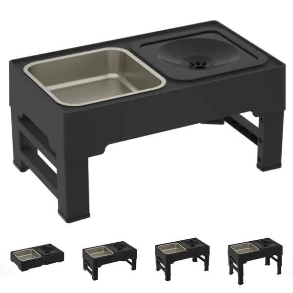 3 In 1 Pet Stainless Steel Feed Drinking Water Bowls